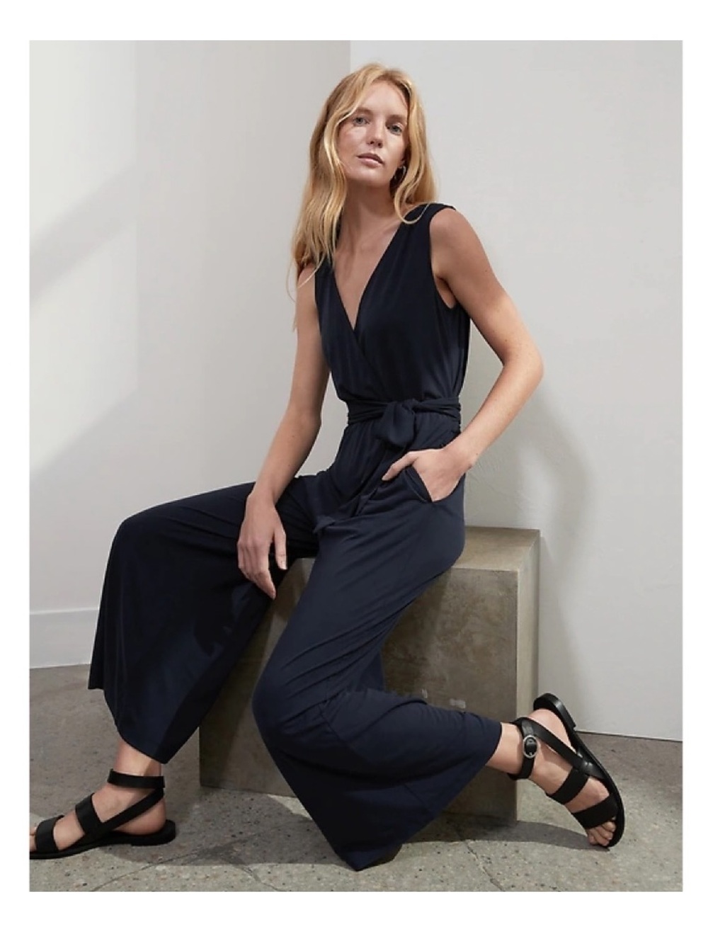 Banana Republic Sandwash Wrap Jumpsuit, Navy